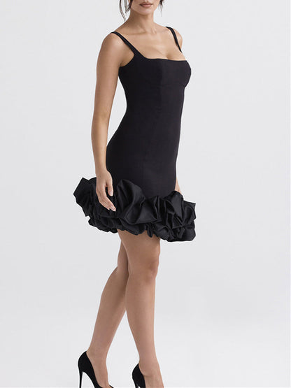 Elegant Sleeveless Ruffle Hem Mini Dress