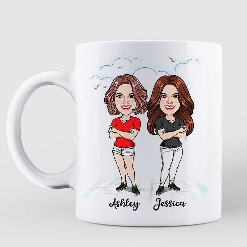 No Greater Gift Than Besties Sisters Best Friend Caricature Personalized Mug