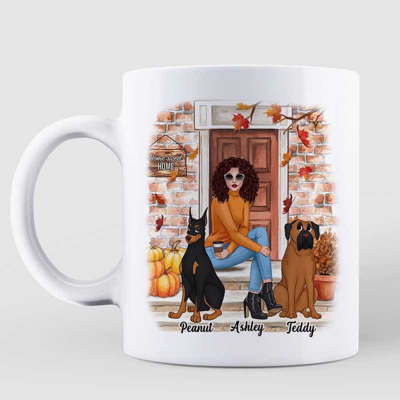 Better Life With Dogs Fall Season Personalized Mug