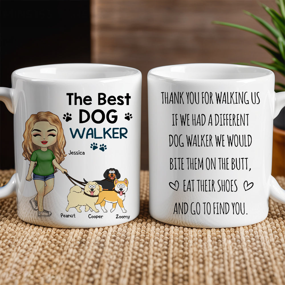 Thank You for Walking Me Hilarious Personalized White Ceramic Mug for Dog Walkers, Customizable with Dog, Perfect Gift for Pet Lovers