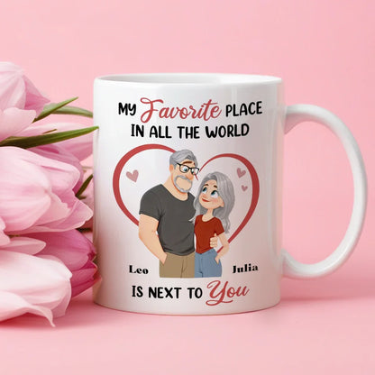 Ceramic Mug 'My Favorite Place' Couple Design, Personalized Love Gift For Couples, Sweet Daily Coffee Reminder