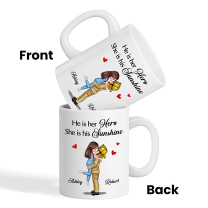 Her Hero His Sunshine Couple Valentine's Day Gifts by Occupation Gift For Her Gift For Him Firefighter, Nurse, Police Officer Personalized Mug