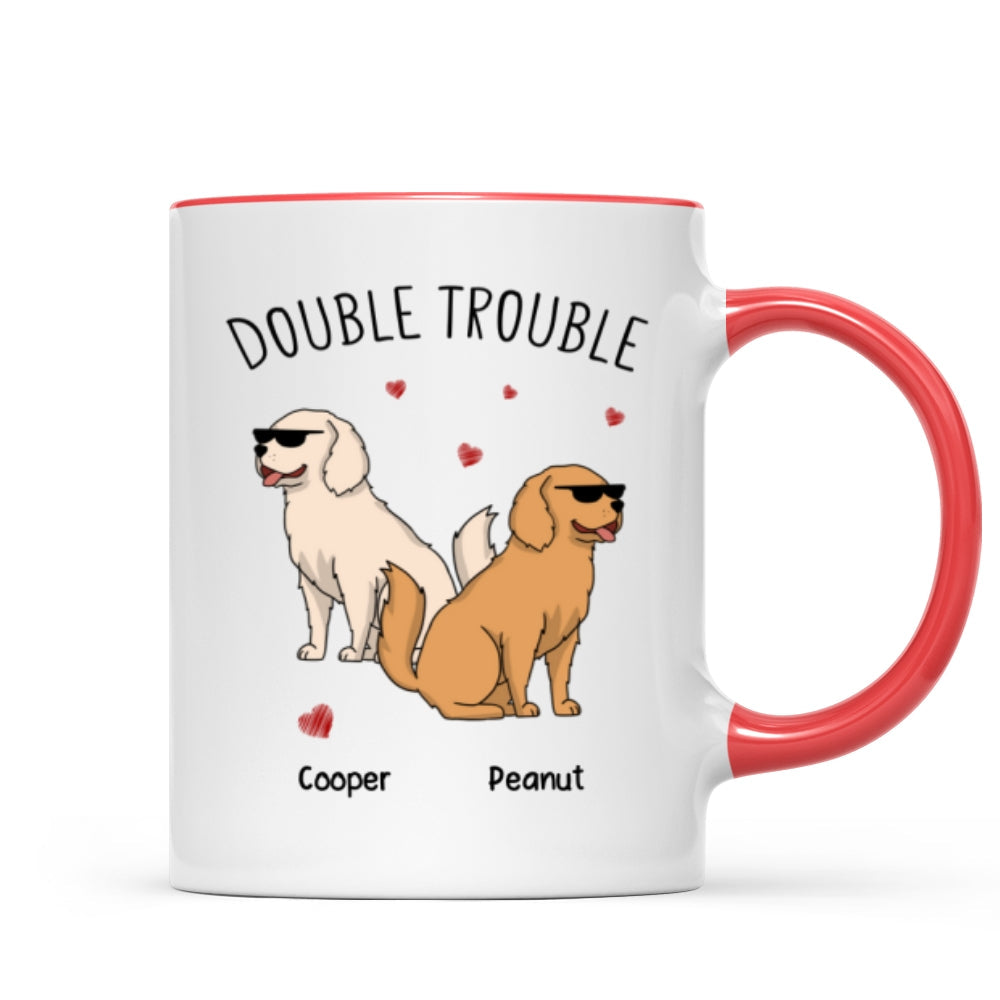 Double Trouble Funny Dog Lover Gift Personalized Mug