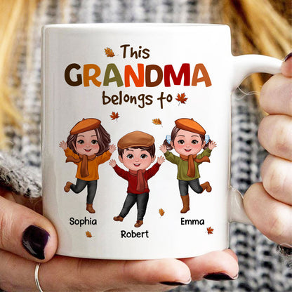 This Grandma Mom Belongs To Fall Season Personalized Mug