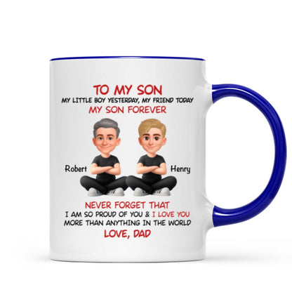 To My Son My Little Boy Yesterday - Personalized Mug - Christmas Gift from Dad to Son