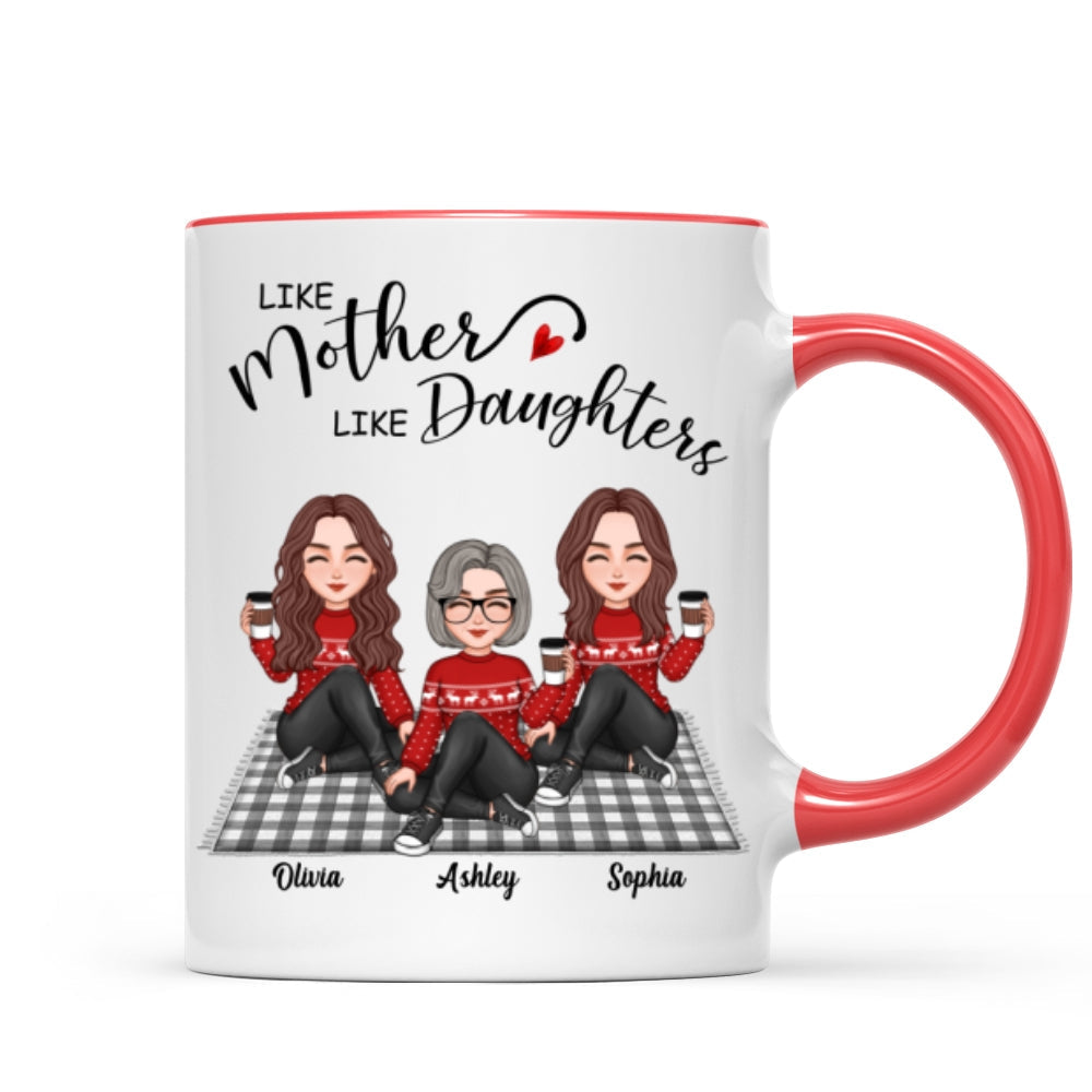Like Mother Like Daughter Cute Mother Daughter Sitting On Mat Personalized Mug