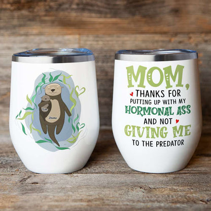 Otter Mother's Love Grows By Giving, Personalized Mom White Mug, Accent, Wine Tumbler Gift For Mom