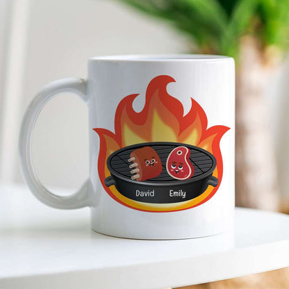 Couple BBQ Hey Barbe-Cutie You Fire Me Up, Personalized Coffee Mug, Funny Couple BBQ Party, Gift For Her/Him