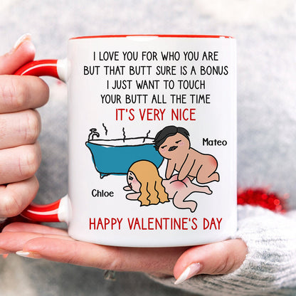 I Just Want To Touch Your Butt All The Time, Personalized Accent Mug, Funny Couple Gifts