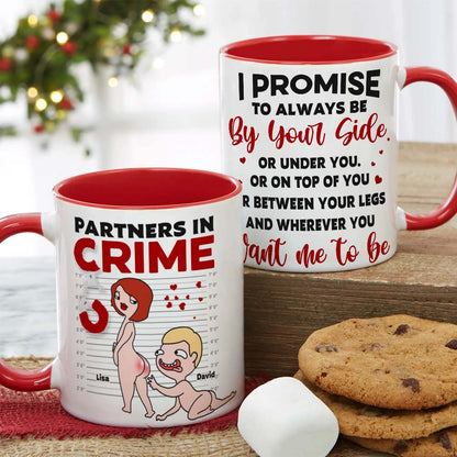 Partners In Crime, Couple Naughty, Personalized Couple Mug Accent Wine Tumbler