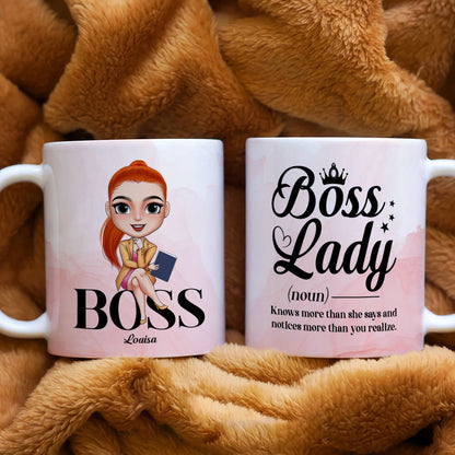 Boss Lady Knows More Than She Says Personalized Boss Lady Mug
