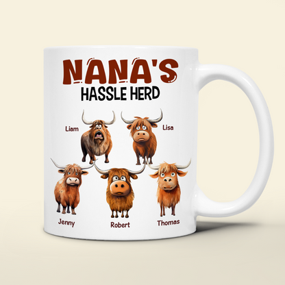 Personalized Gifts For Mom Coffee Mug, Funny Highland Cow Hassle Herd 01qhpu180125
