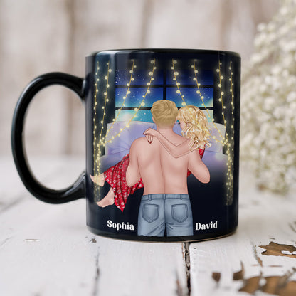 Let's Go Back To Our Room & Do Some Math, Personalized Couple Black Mug