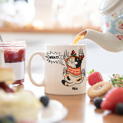 Gift For Cat Lover, Personalized Mug, Cat Scratching Mug, Christmas Gift EEA
