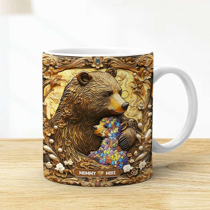 Personalized Gifts For Mom Coffee Mug, Autism Mama Bear 02TGMH240225