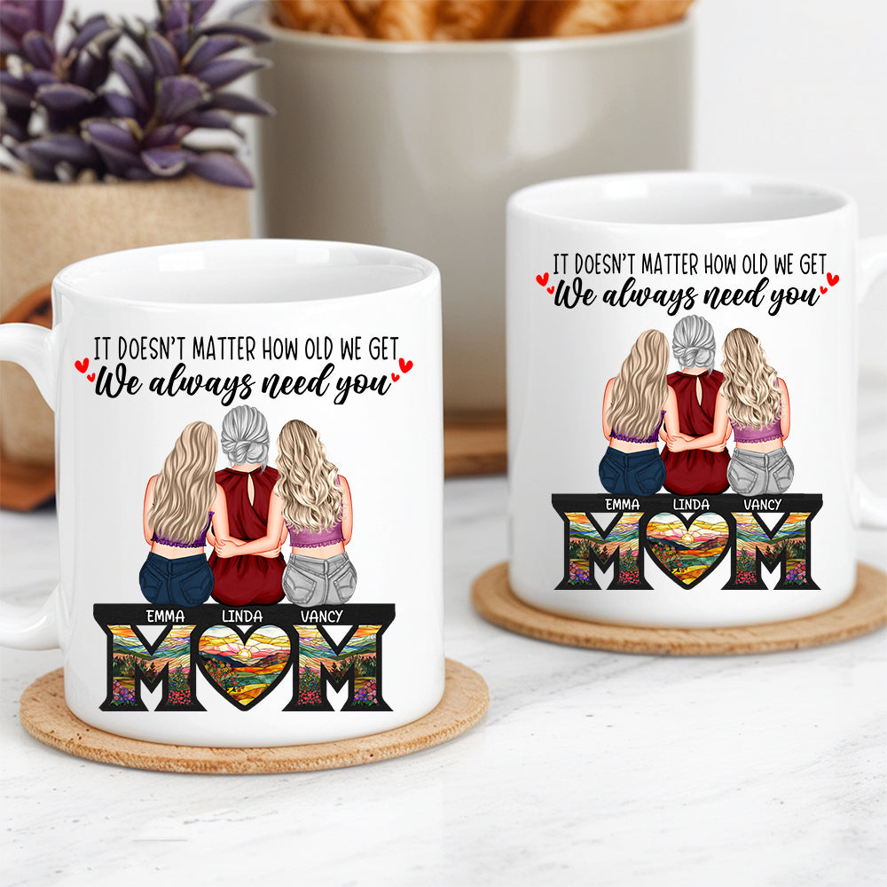 Always Need You Personalized White Ceramic Mug Showcasing Beautiful Moments Between Mother and Kids Ideal Mother's Day or Family Gift