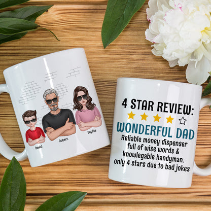 4 Star Review Wonderful Dad-Personalized Coffee Mug- Gift For Dad- Dad Coffee Mug
