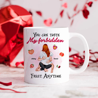 Couple Taste My Forbidden Fruit Anytime, Personalized Couple Coffee Mug, Naughty Gift For Him