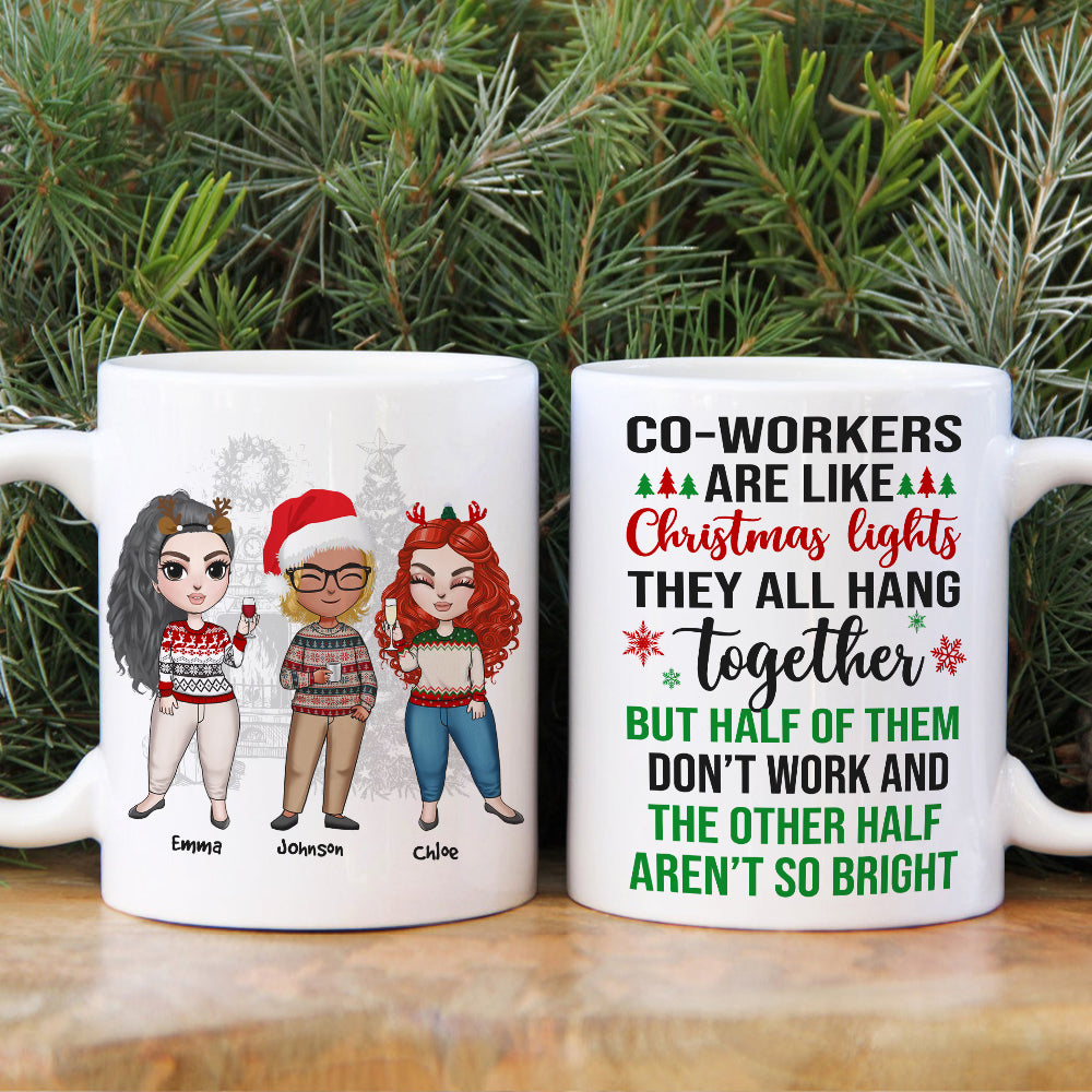 Coworkers Are Like Christmas Lights, Personalized Coworkers Christmas Mug, Christmas Gift