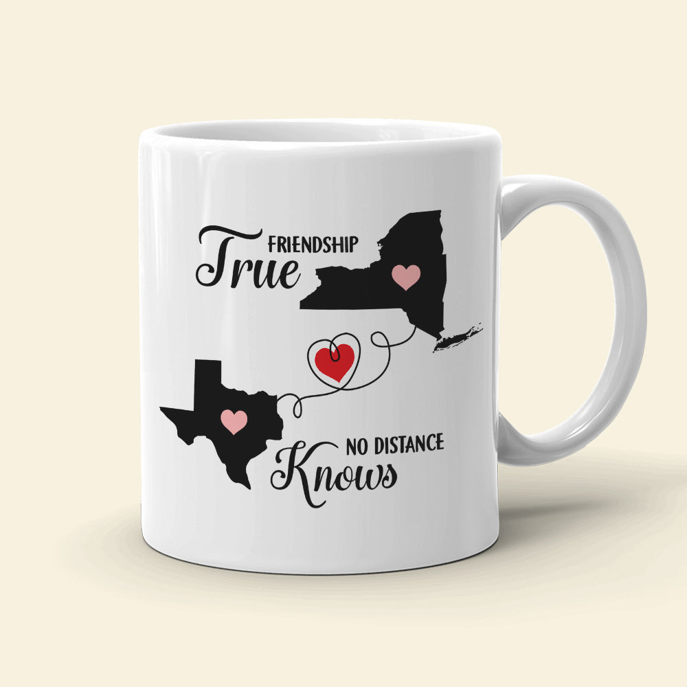 True Friendship Knows No Distance Personalized Friends Mug Gift For Sisters