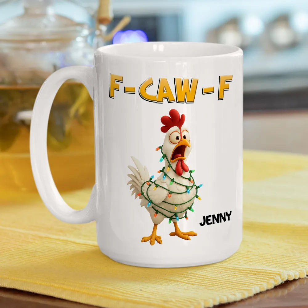 Funny Christmas Chicken Mug with Custom Name A Hilarious Holiday Gift for Friends & Coworkers