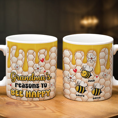 Grandma's Reasons To Bee Happy, Personalized Mug, Gifts For Grandma