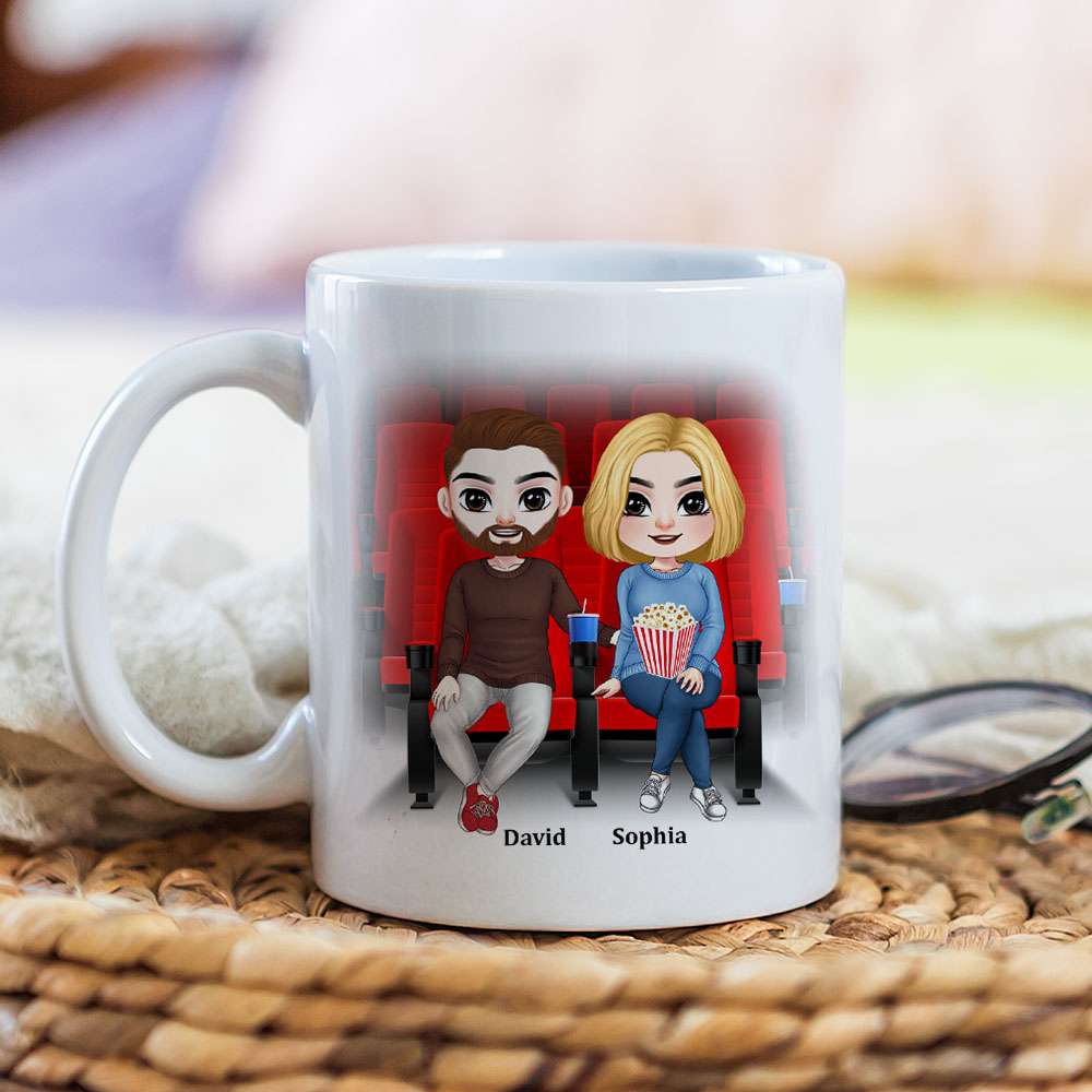 Happiness Is Popcorn Movies And The One You, Couple Cinema White Mug