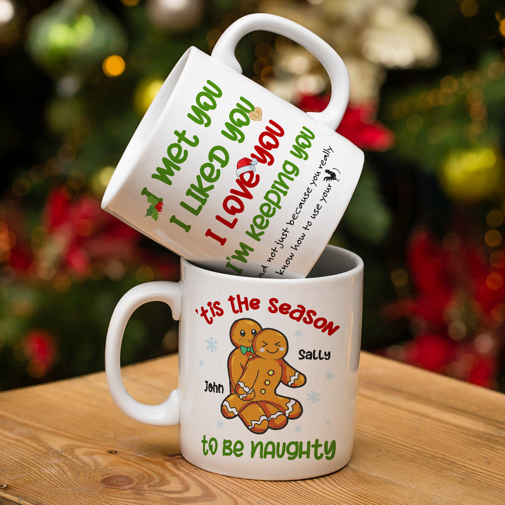 Tis The Season To Be Naughty Couple, Personalized Mug - Christmas Gift For Couples