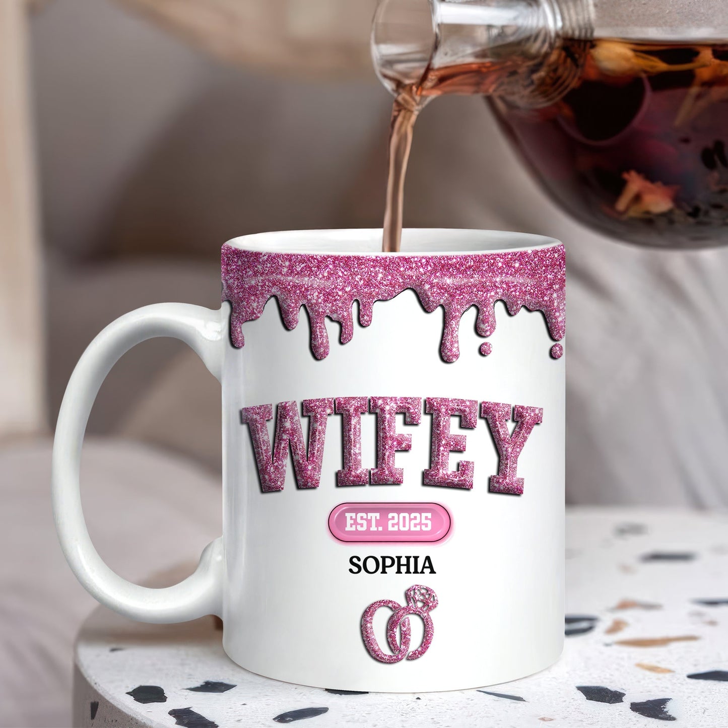Custom Name Wifey And Hubby 3D Inflated Effect Mug Valentine's Gift TH10 896971