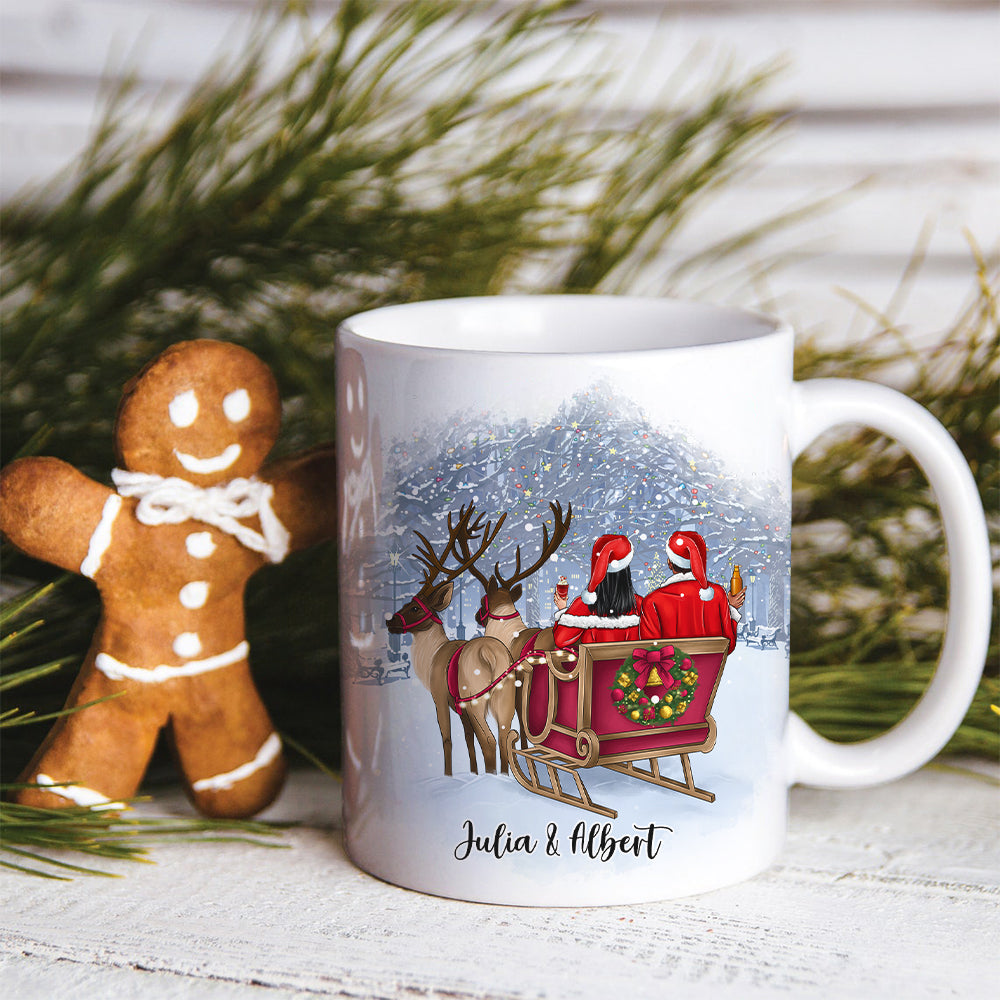 Our First Sleigh Ride Together As, Christmas White Mug Gift For Newly Married Couple