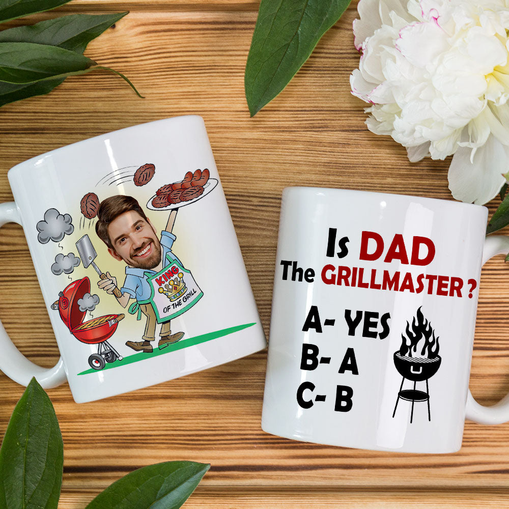 Is Dad The Grillmaster - Gift For Dad- Custom Dad Photo Coffee Mug- Father's Day Mug