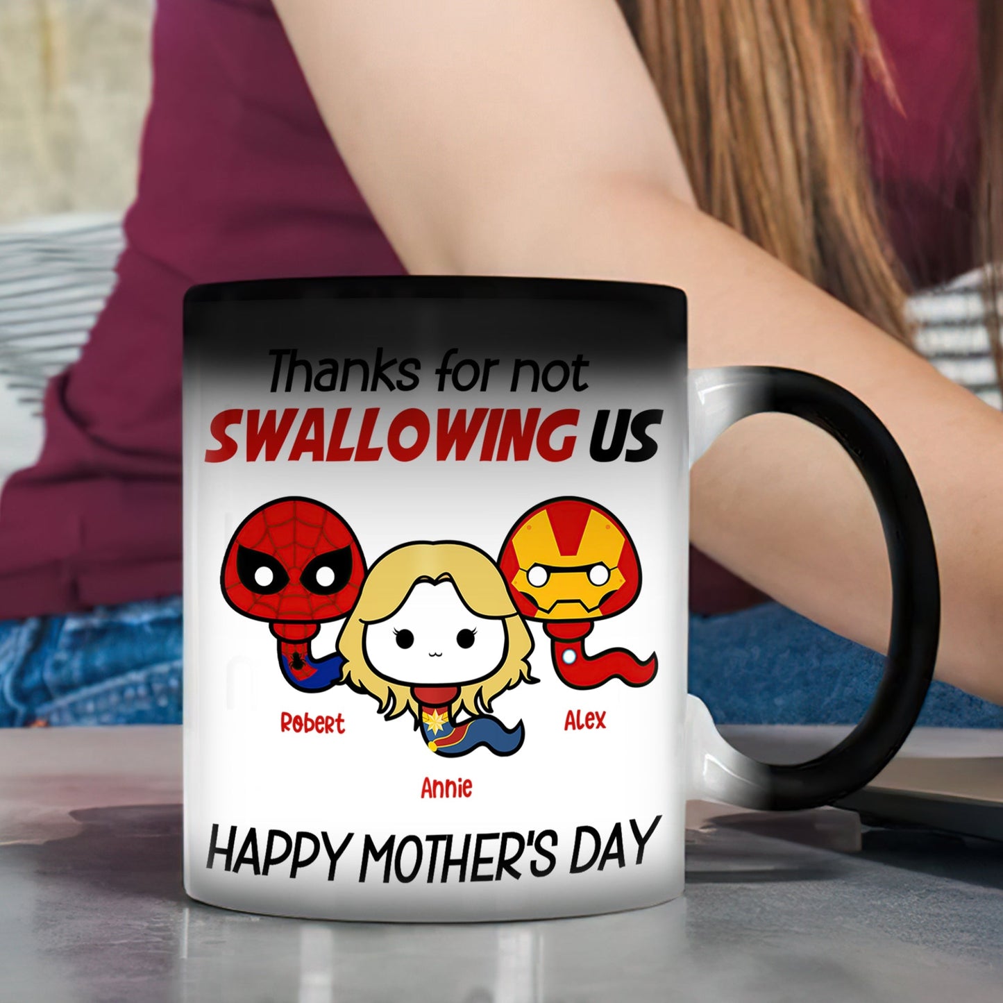 Personalized Gifts For Mom Magic Mug Thanks For Not Swallowing Us 08NAQN300324