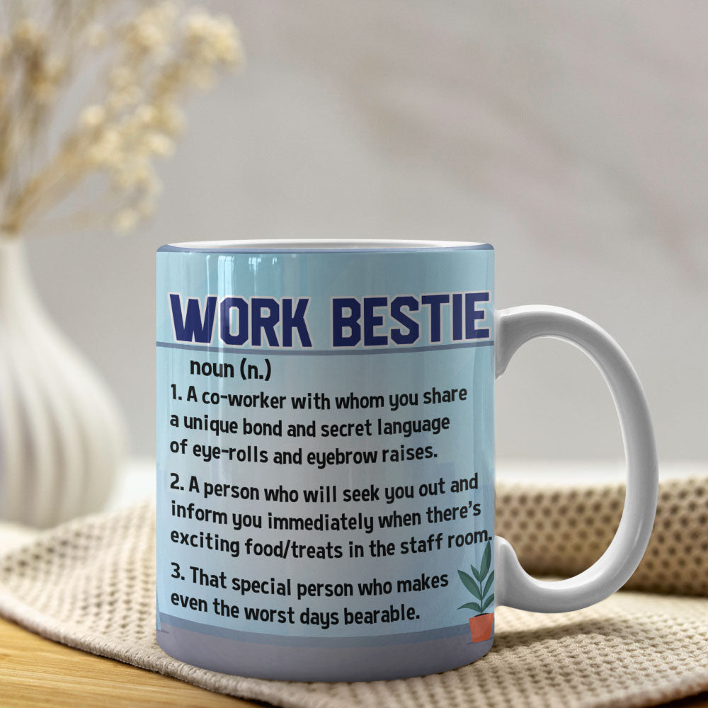 Work Bestie, Gift For Coworkers, Personalized Mug, Coworkers Friends Mug
