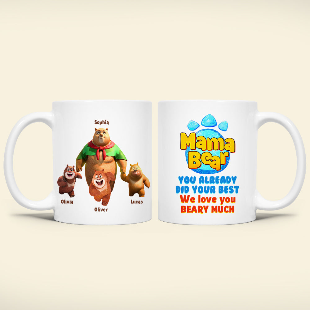 Personalized Gifts For Mom Coffee Mug Mama Bear We Love You 02QHDT080324