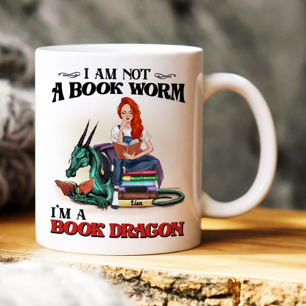 I Am Not A Book Worm, Gift For Book Lover, Personalized Mug, Book Dragon Coffee Mug