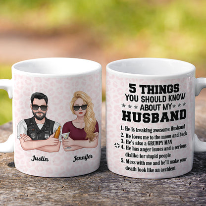 5 Things You Should Know About My Husband, Couple Gift, Personalized Mug, Drinking Couple Mug, Gift For Him