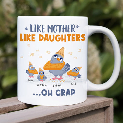 Like Mother Like Daughter, Gift For Mom, Personalized Mug, Pigeon Bird Mug, Mother's Day Gift
