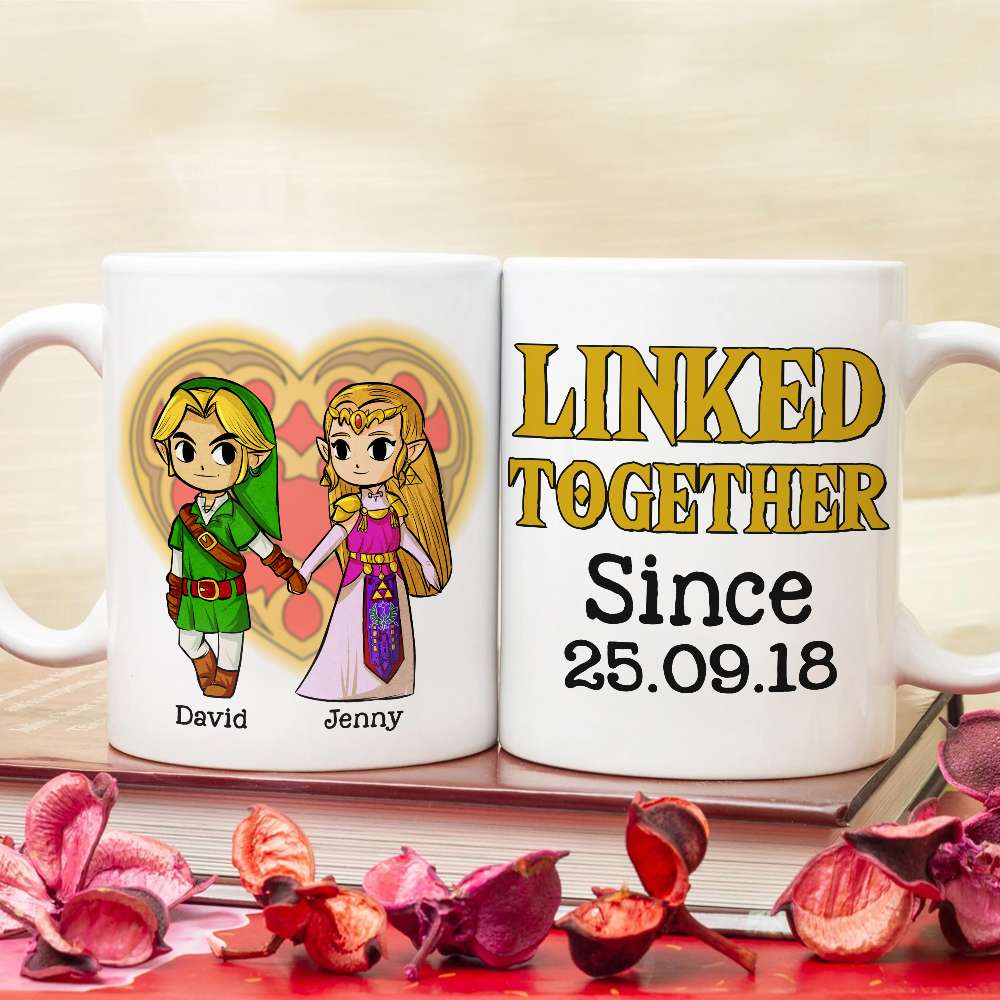 Linked Together Personalized Couple White Mug - 03natn030623