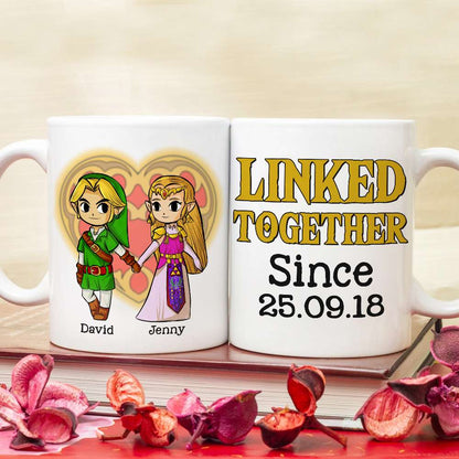 Linked Together Personalized Couple White Mug - 03natn030623