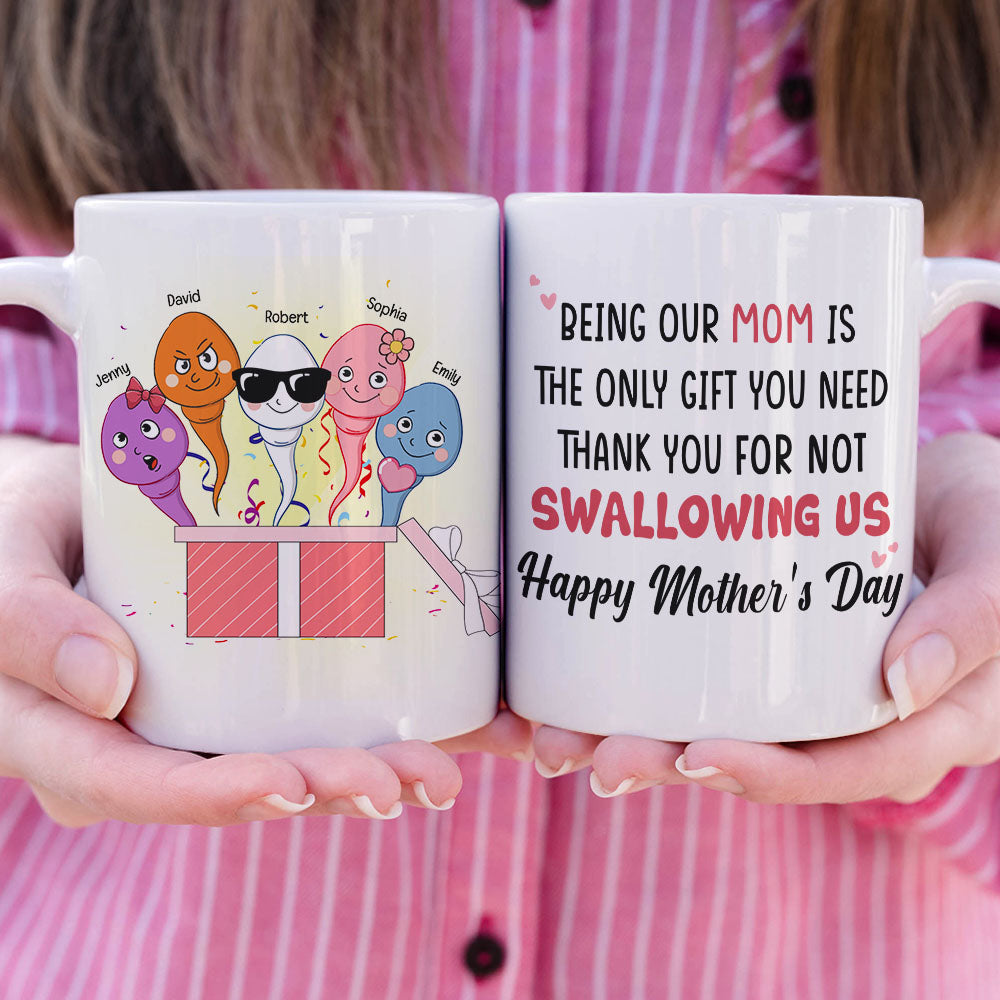 Thank You For Not Swallowing Us, Personalized Coffee Mug, Surprising With Mom Coffee Mug, Mother's Day, Birthday Gift For Mom