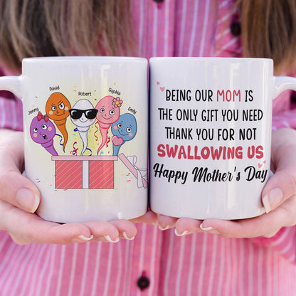 Thank You For Not Swallowing Us, Personalized Coffee Mug, Surprising With Mom Coffee Mug, Mother's Day, Birthday Gift For Mom