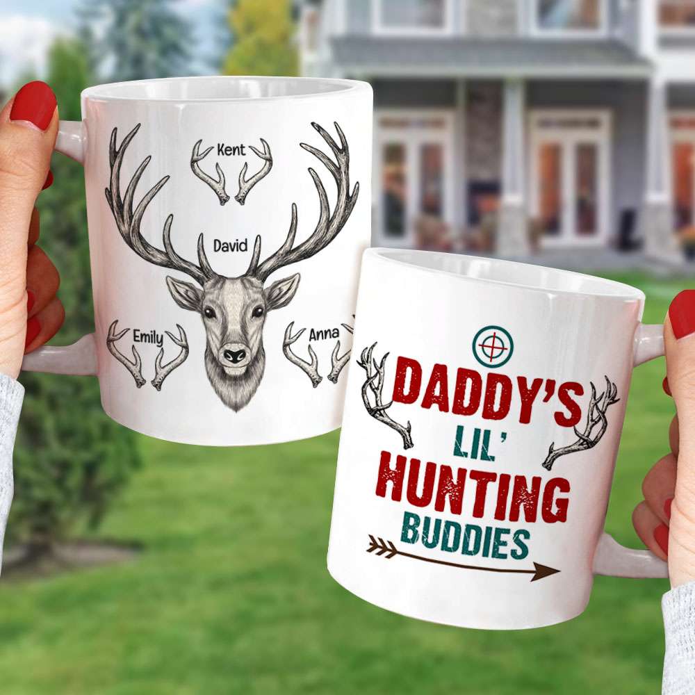 Daddy's Hunting Buddies, Personalized Coffee Mug For Hunting Dad, Father's Day Gift For Hunting Lovers