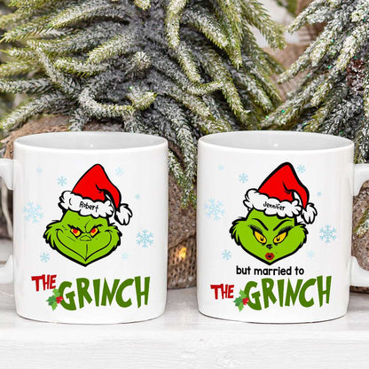 Personalized Green Character Couple Mug, Christmas Gift For Couples