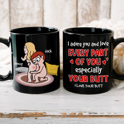 I Adore You And Love Every Part Of You - Personalized Couple Black Mug - Gift For Couple