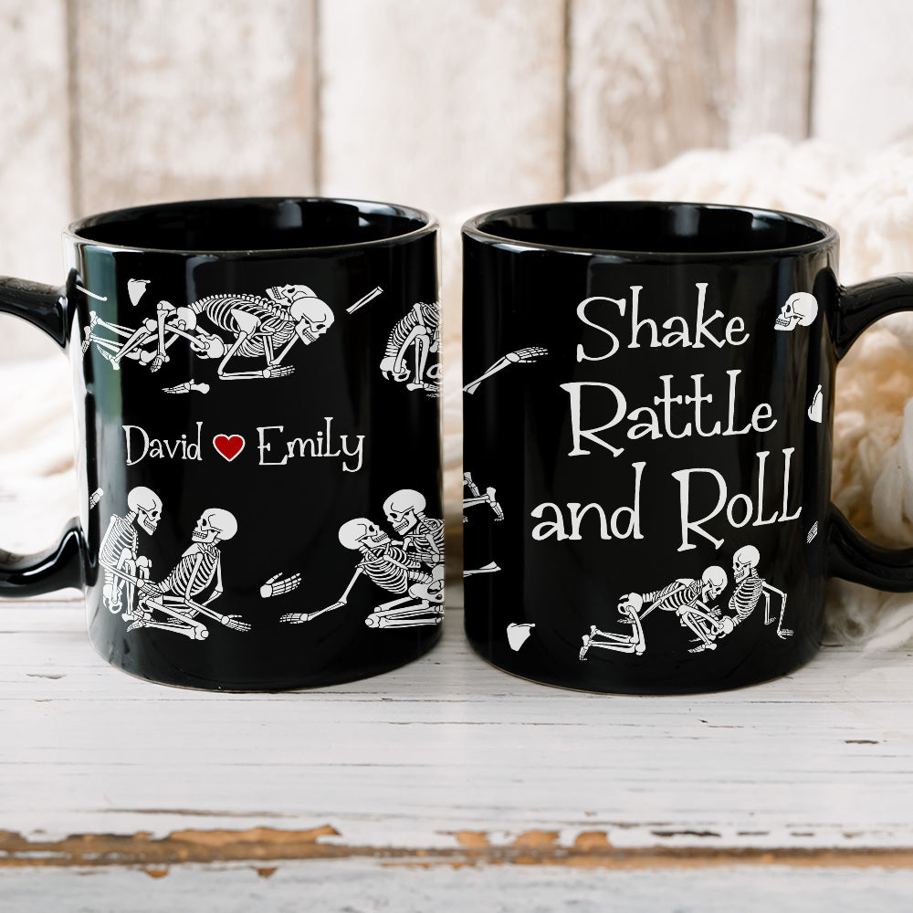 Skeleton Couple, Personalized Couple Black Mug
