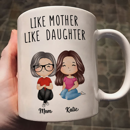 Like Mother Like Daughters Watercolor Style Women Sitting Gift For Mom Daughters Personalized Mug