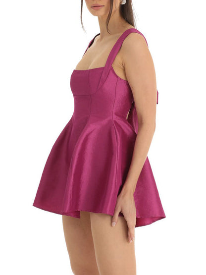 Open Back Strap Ties Mini Flare Dress
