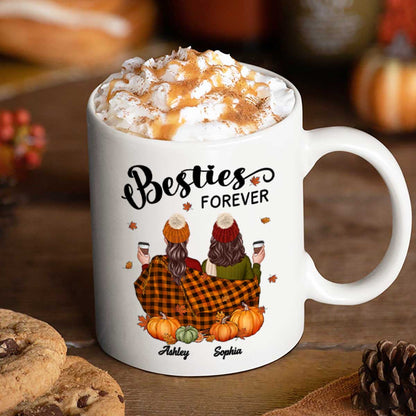 Fall Season Best Friends Sisters With Blanket Personalized Mug