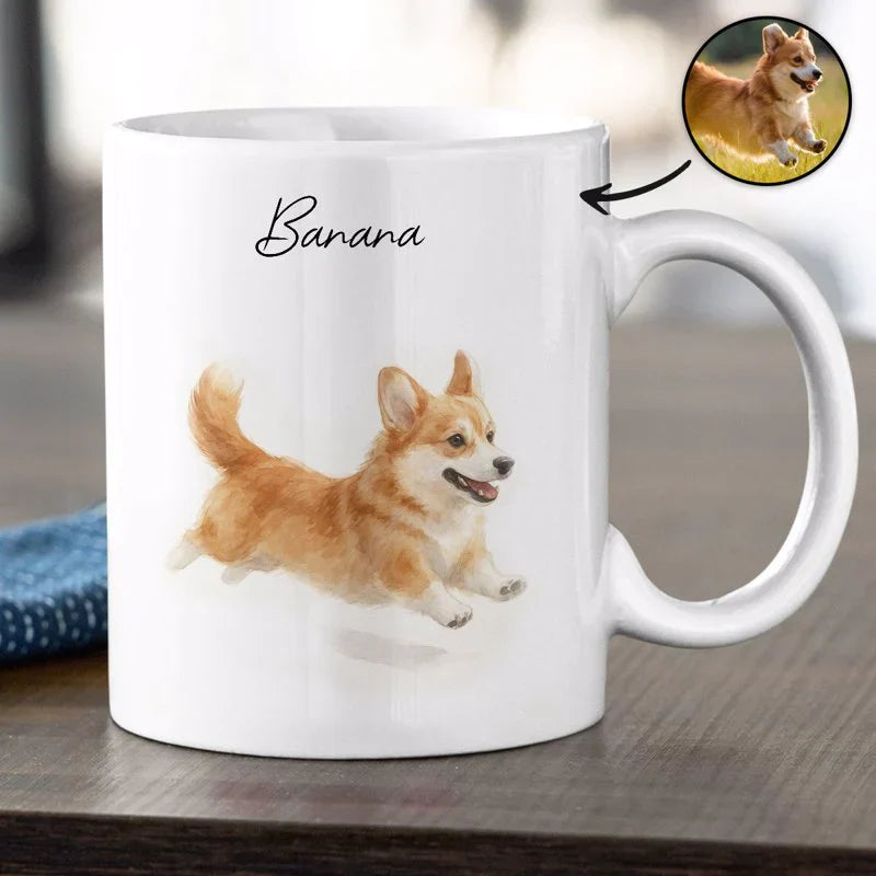 Custom Watercolor Pet Portrait Mug Perfect for Dog Lovers