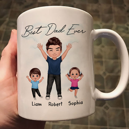 Happy Dad And Kids Dogs Cats Best Dad Ever Father's Day Gift For Dad Personalized Mug
